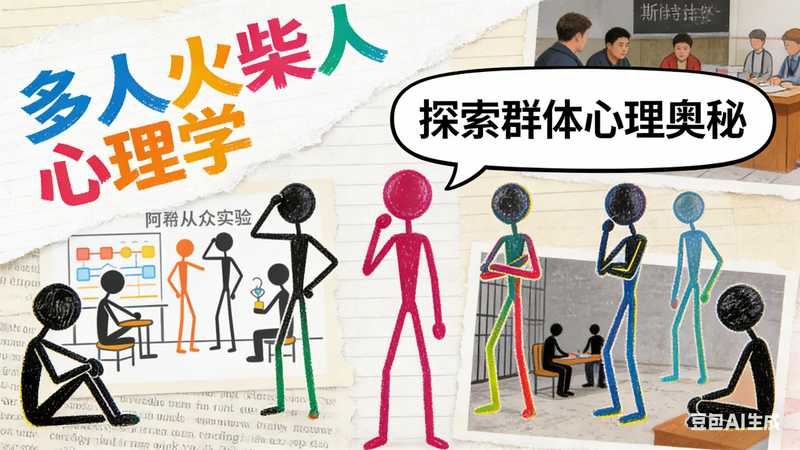 多人火柴人心理学【速创剪映小助手】-星舰联盟AIGC