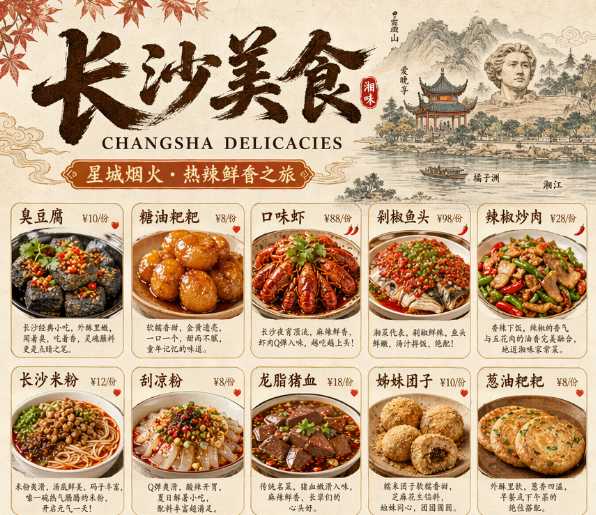 小红书-中国城市美食信息图海报-星舰联盟AIGC