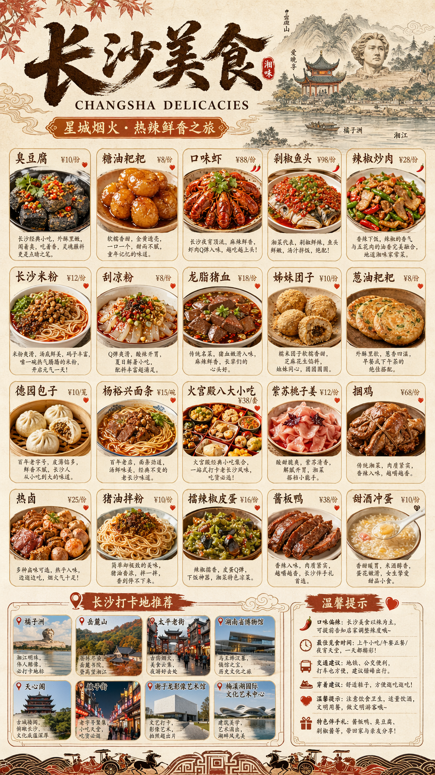 图片[1]-小红书-中国城市美食信息图海报