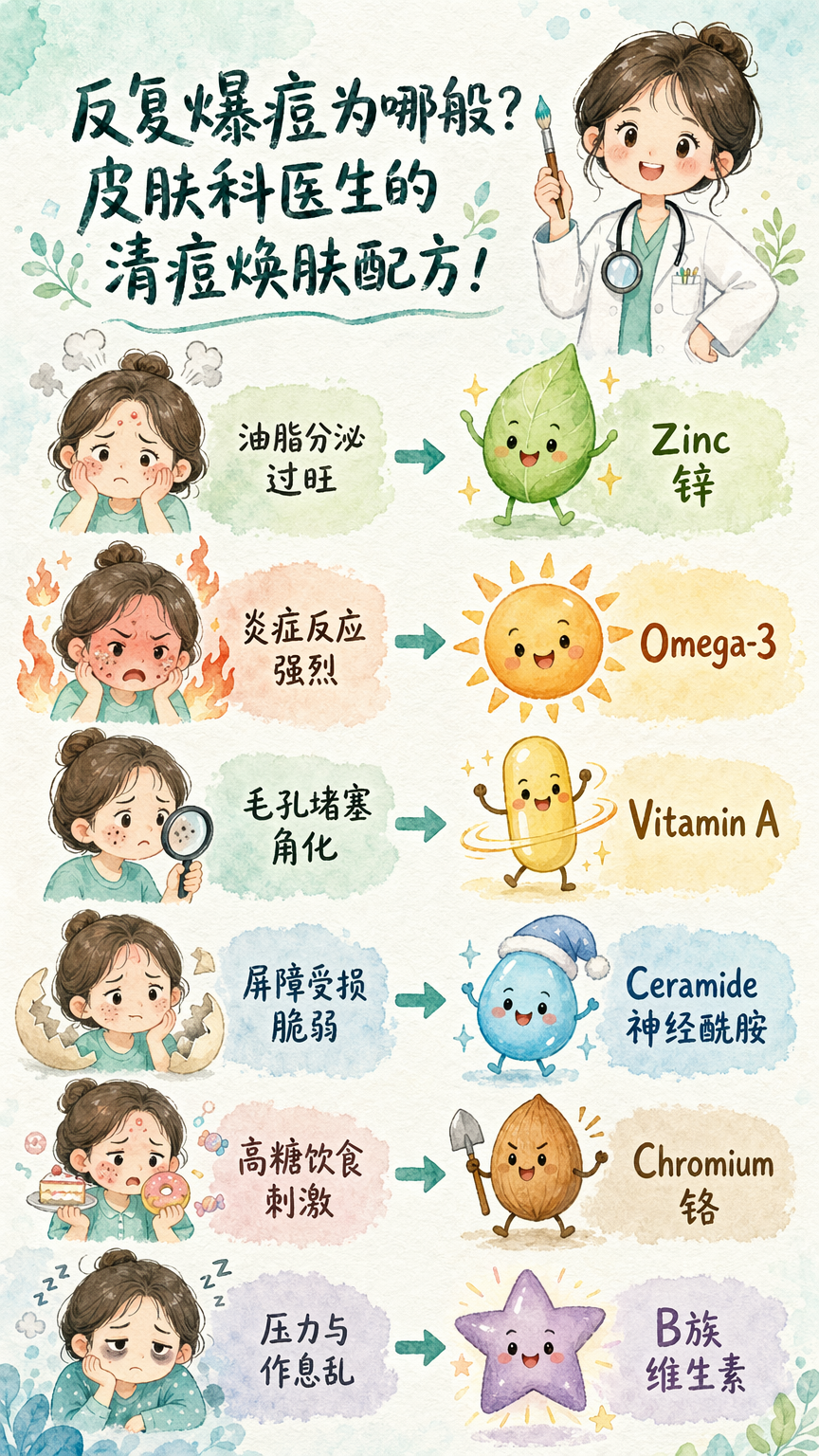 图片[1]-小红书-竖版手绘美颜科普图
